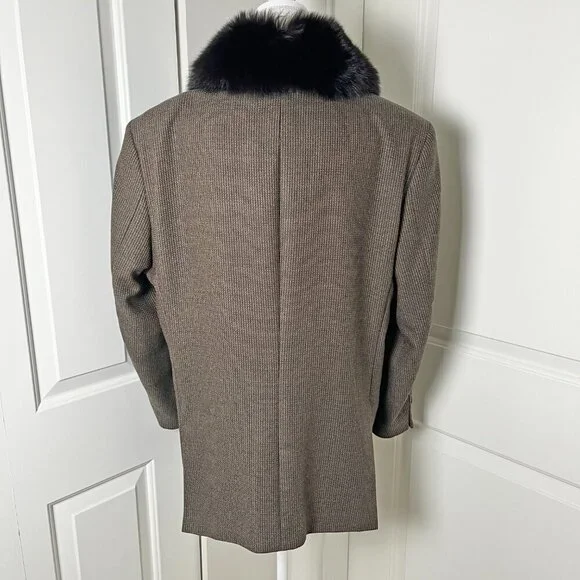 Vintage Wool Blazer w/ Detachable Mobwife Collar & Handmade Brooch, Oversized/XL - Picture 4 of 7